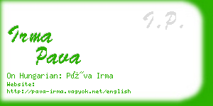 irma pava business card